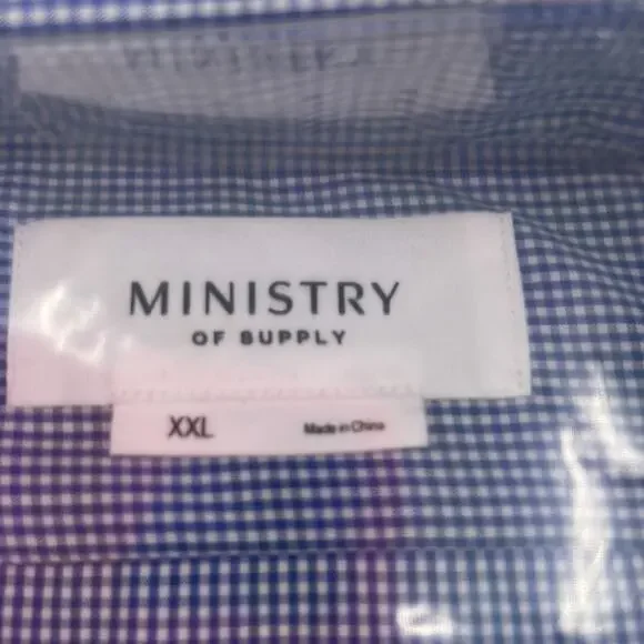 Ministry of Supply Gemini Woven Shirt - Blue/White Checker - XXL - New with tags